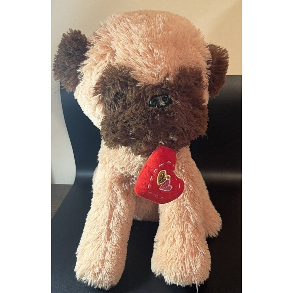 Valentine Brown Dog Plush Red Heart Approx 17”